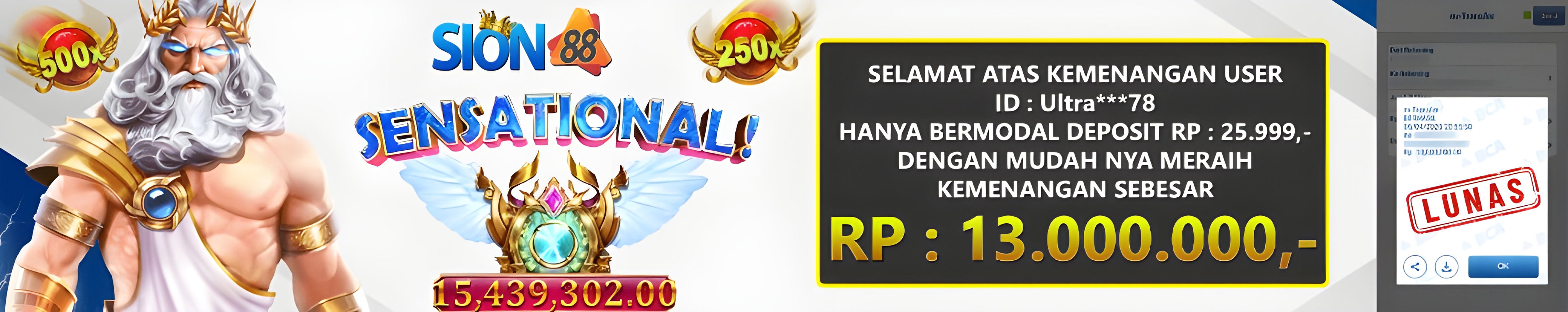 BUKTI KEMENANGAN  13 JT